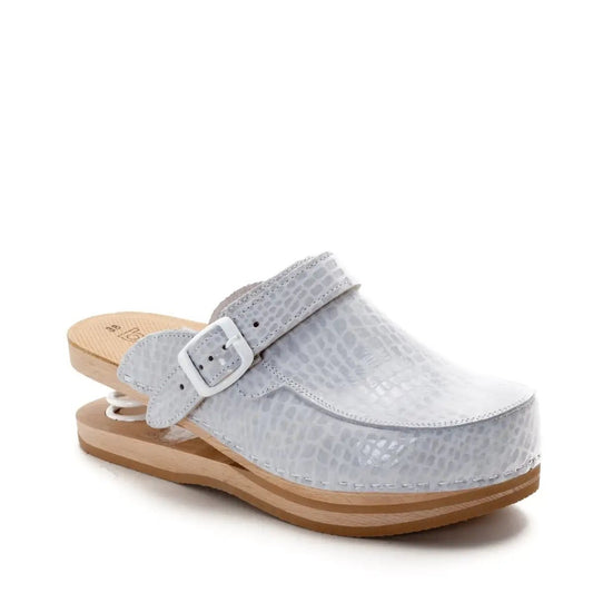 Zoccoli con molla Baldo 5-19 Bianco Pitonato - Zoccoli con molla Baldo