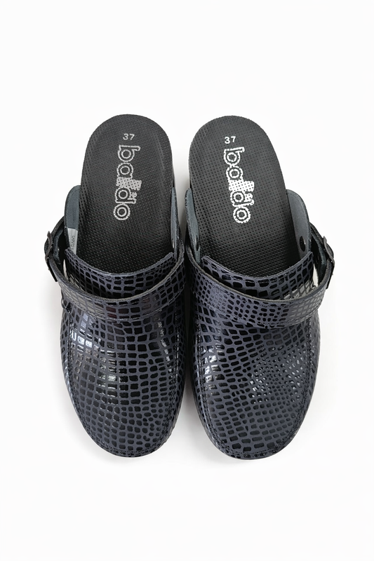 Zoccoli con molla Baldo 23-19 Nero Rettile Hawaii