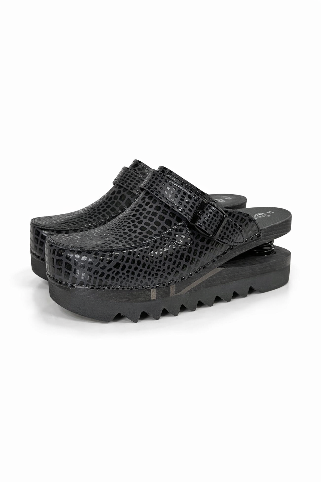 Zoccoli con molla Baldo 23-19 Nero Rettile Hawaii