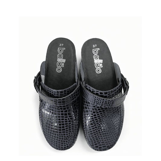 Zoccoli con molla Baldo 23-19 Nero Rettile Hawaii