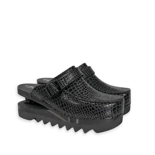 Zoccoli con molla Baldo 23-19 Nero Rettile Hawaii